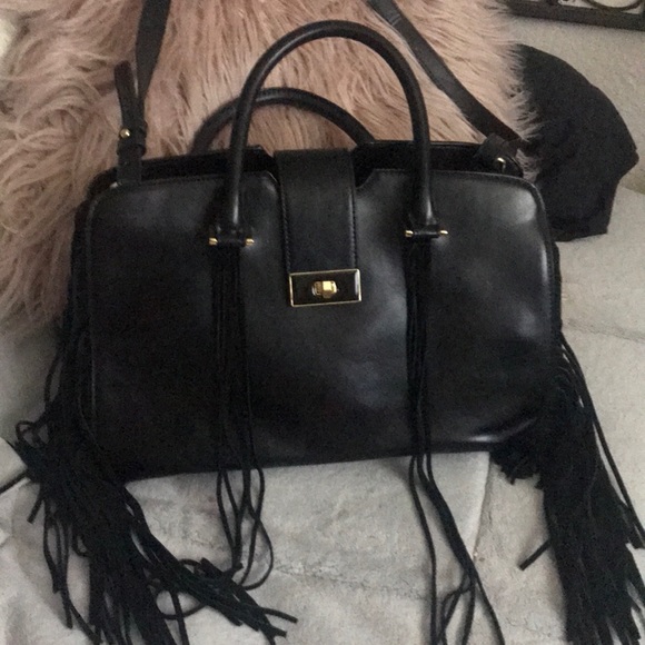 bebe Handbags - Bebe Black Fringe Crossbody Purse 🦇
